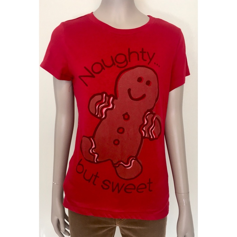 Red Naughty But Sweet Gingerbread Man T-sh…